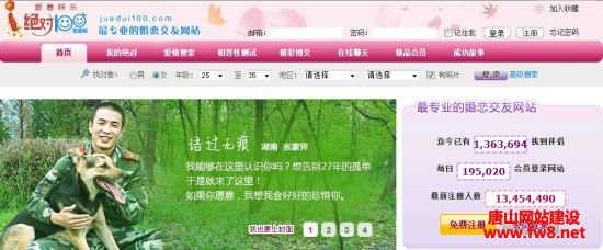“绝对100婚恋网”成立于2005年,主要目标用户人群为本科及硕士学历人群,对外宣称的会员数为800万